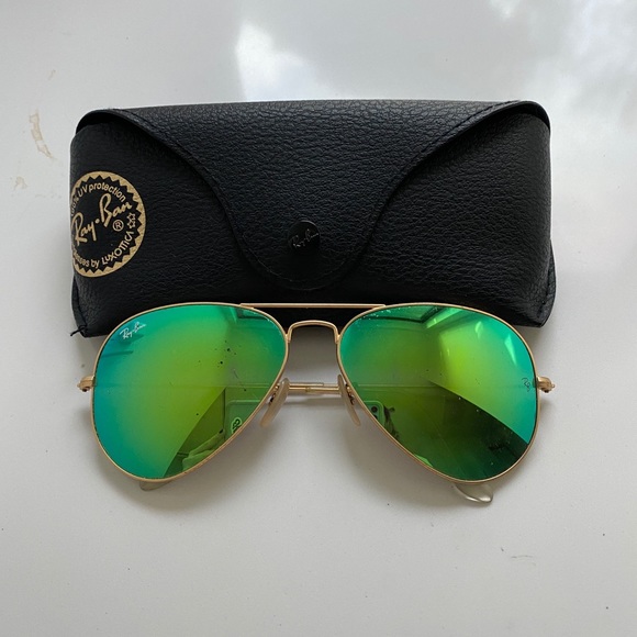 RAY BAN GREEN MIRRORED AVIATORS main image 4